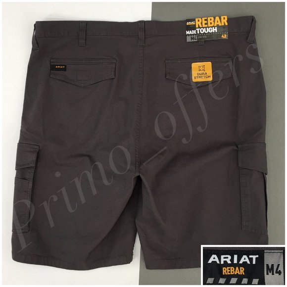 New Ariat‎ Mens Rebar Work M4 Relaxed Fit Work Shorts Size 42 Gray 10.5" Inseam - Picture 1 of 5